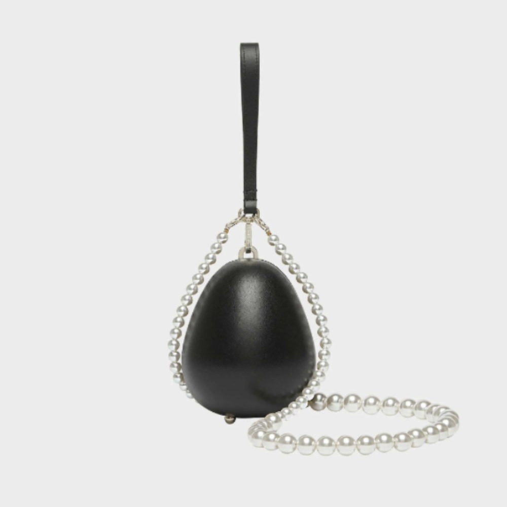 Simone Rocha Micro Egg Leather Bag with Pearl Chain